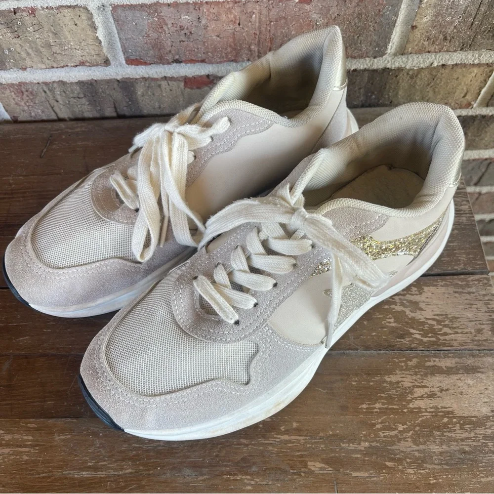 Vintage Havana Women’s Run‎ Fashion Sneakers Nude Glitter Size 8.5 sb3